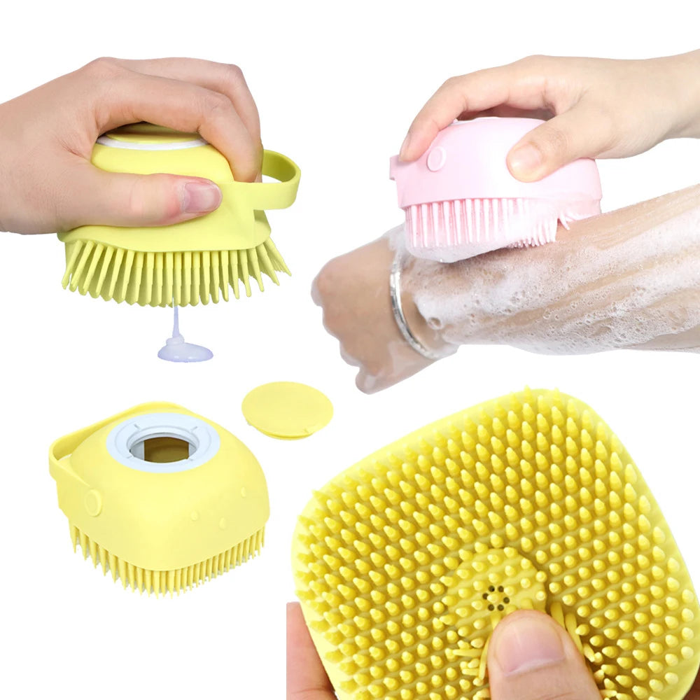 Pet Dog Cat Bath Brush 2-in-1 Shampoo / Brush