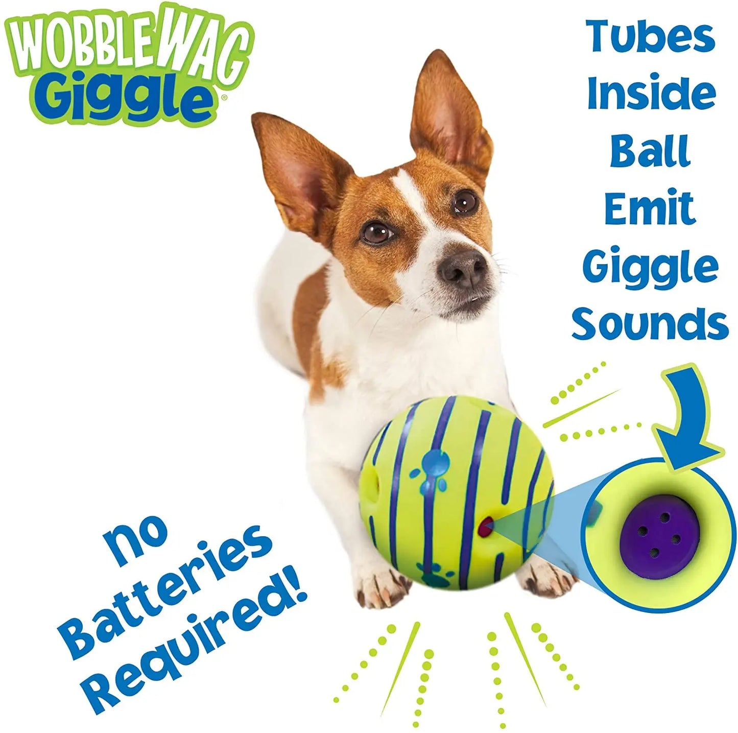 Wobble Wag Giggle Glow Ball Interactive Dog Toy Fun Giggle Sounds When Rolled or Shaken